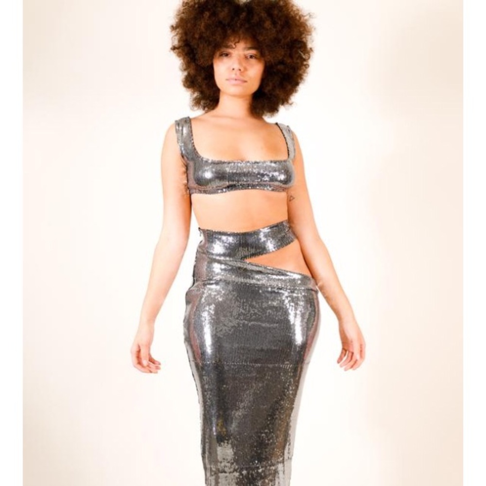 2 pc sequins skirt set